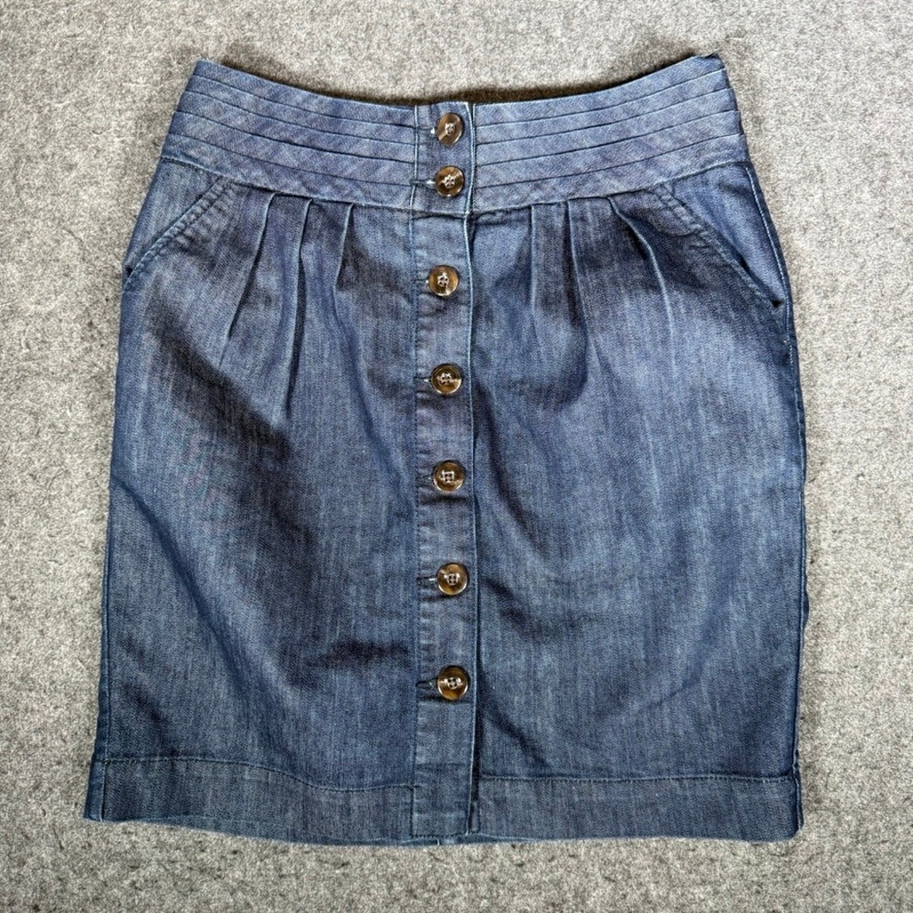 Pilcro And The Letterpress Denim Button Front A Line‎ Skirt Womens Size 08